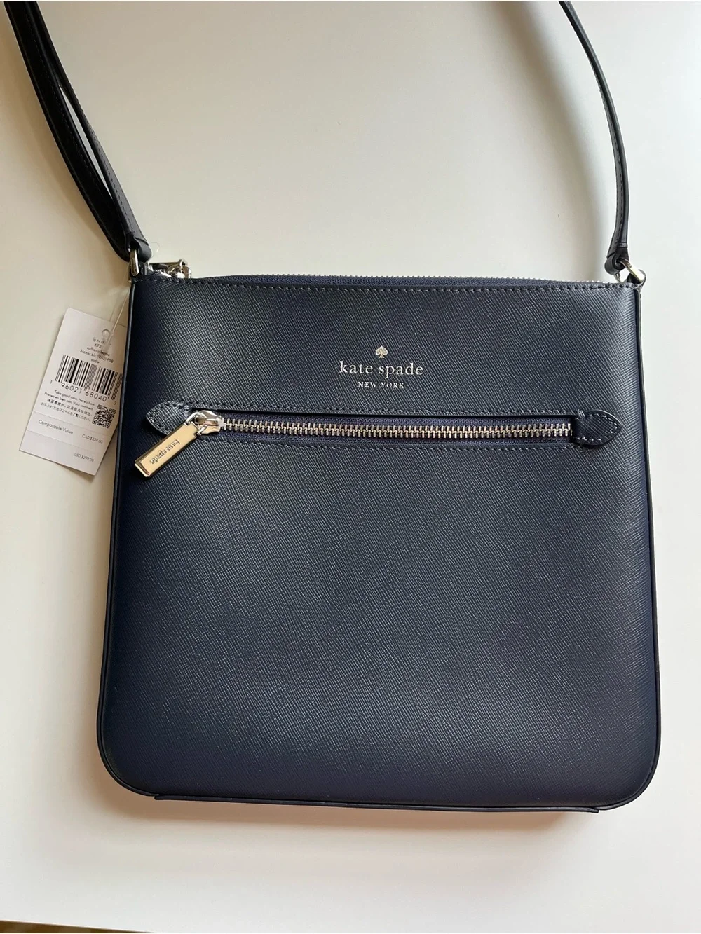 kate spade navy saffiano crossbody with gold hardware